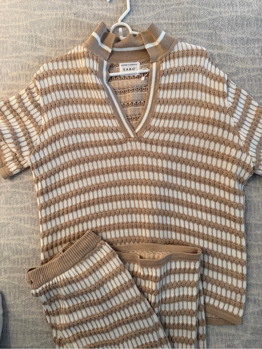 Sabo Cream/White Striped Set, Top and Pants